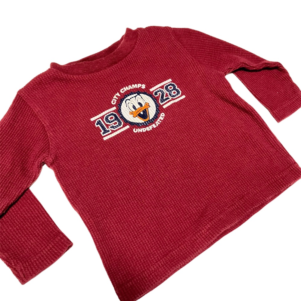 Vintage Main Street by Disney Donald Duck Waffle Knit Long Sleeve Top